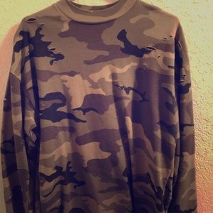 Pac Sun Camo Ripped Long Sleeve